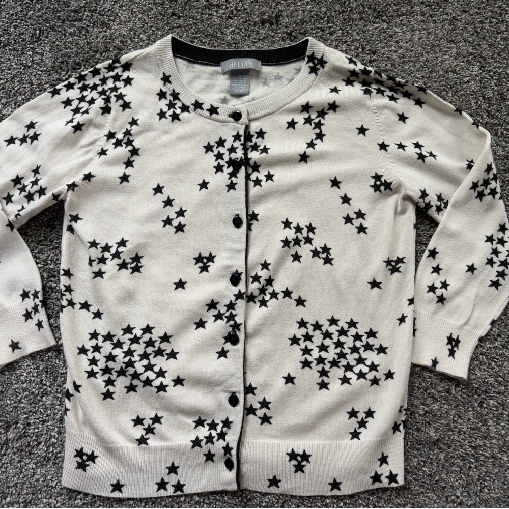 dELiA*s Black and White Cardigan Sweater
